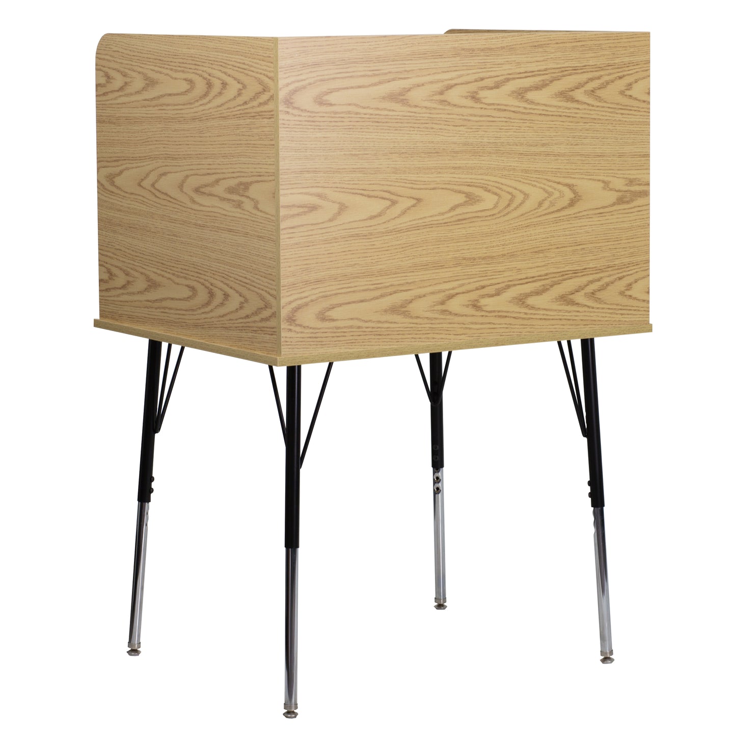 Justin Stand-Alone Study Carrel with Top Shelf - Height Adjustable Legs and Wire Management Grommet - Oak Finish Oak