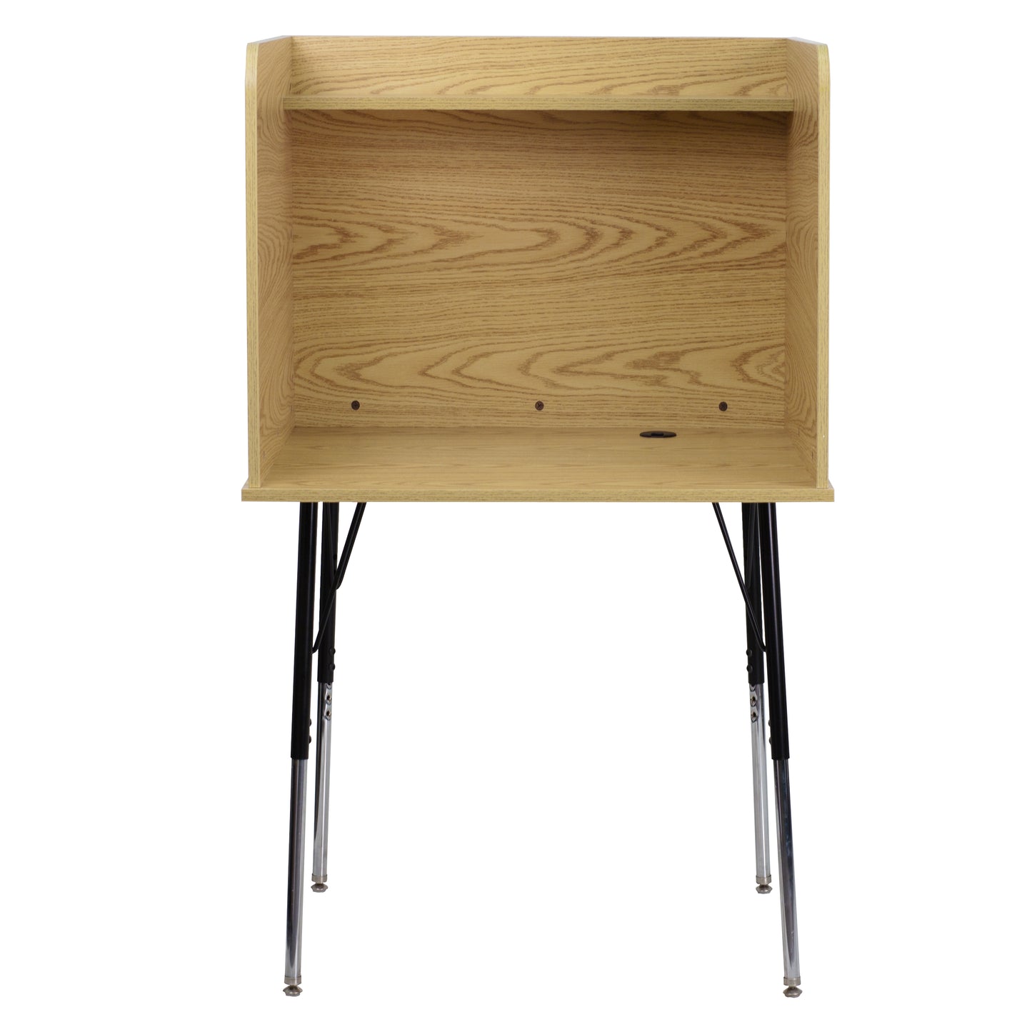 Justin Stand-Alone Study Carrel with Top Shelf - Height Adjustable Legs and Wire Management Grommet - Oak Finish Oak