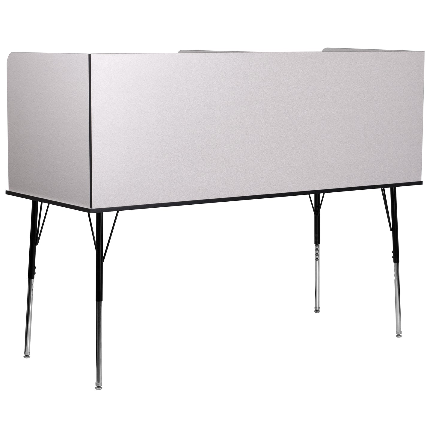 Michael Stand-Alone Double Study Carrel with Top Shelf - Height Adjustable Legs and Wire Management Grommet - Nebula Grey Finish Nebula Grey MT-M6222-DBLSC-GRY-GG