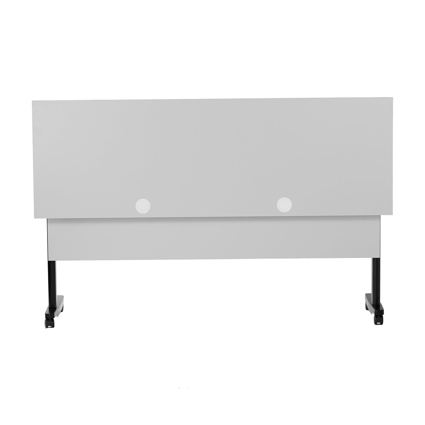 Palmer Commercial Grade 72" x 24" Heavy-Duty Nesting Flip Training Table with T-Legs, Modesty Panel, 1" Thick Gray Tabletop, and Black Steel Frame Gray Top/Black Frame