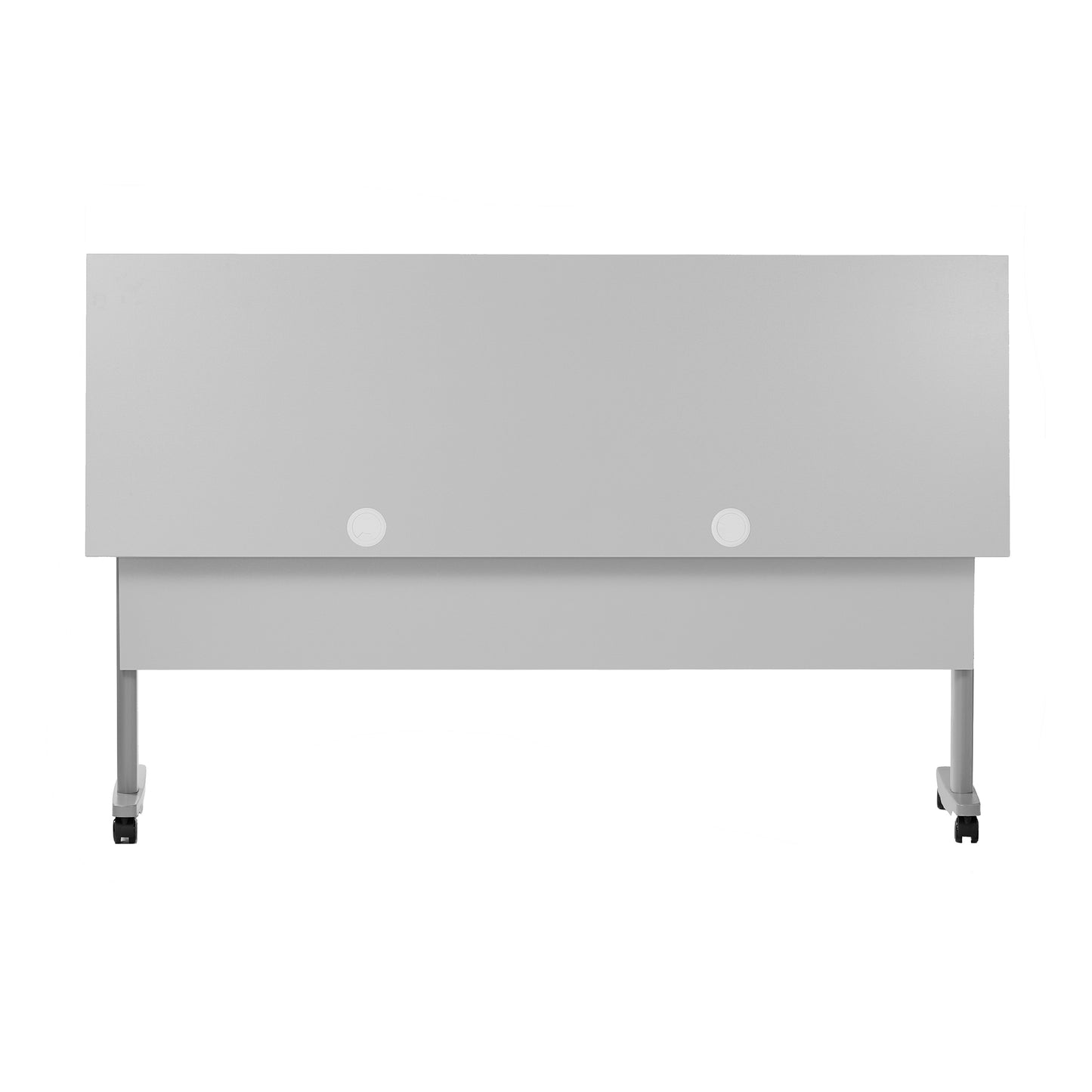 Palmer Commercial Grade 72" x 24" Heavy-Duty Nesting Flip Training Table with T-Legs, Modesty Panel, 1" Thick Gray Tabletop, and Gray Steel Frame Gray Top/Gray Frame