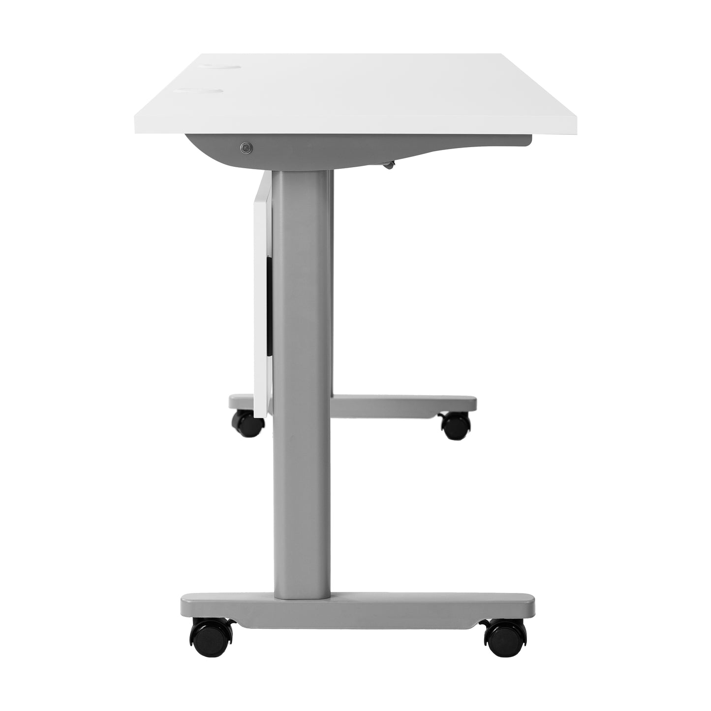 Palmer Commercial Grade 72" x 24" Heavy-Duty Nesting Flip Training Table with T-Legs, Modesty Panel, 1" Thick White Tabletop, and Gray Steel Frame White Top/Gray Frame