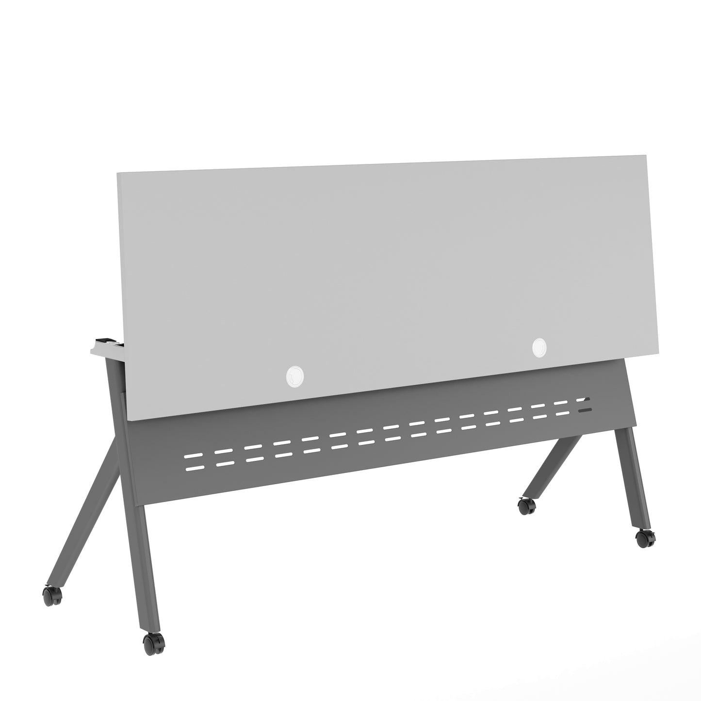 Davis Commercial Grade 72" x 24" Heavy-Duty Nesting Flip Training Table with Y-Legs, Modesty Panel, 1" Thick Gray Tabletop, and Gray Steel Frame Gray Top/Gray Frame