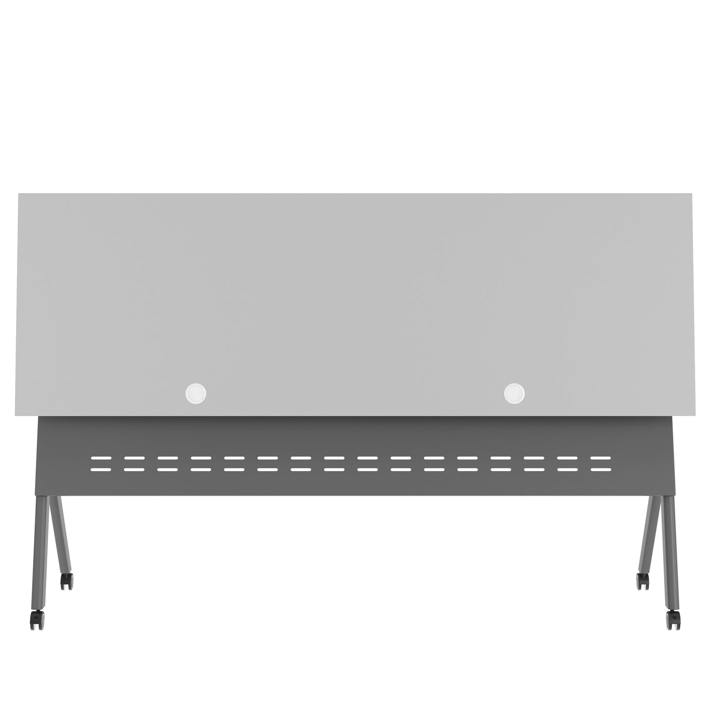 Davis Commercial Grade 72" x 24" Heavy-Duty Nesting Flip Training Table with Y-Legs, Modesty Panel, 1" Thick Gray Tabletop, and Gray Steel Frame Gray Top/Gray Frame