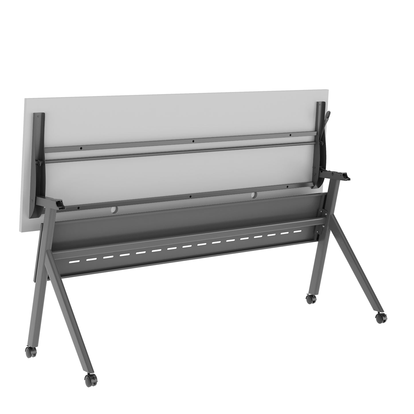 Davis Commercial Grade 72" x 24" Heavy-Duty Nesting Flip Training Table with Y-Legs, Modesty Panel, 1" Thick Gray Tabletop, and Gray Steel Frame Gray Top/Gray Frame