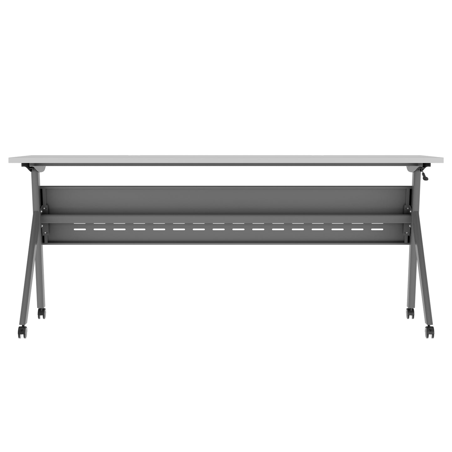 Davis Commercial Grade 72" x 24" Heavy-Duty Nesting Flip Training Table with Y-Legs, Modesty Panel, 1" Thick Gray Tabletop, and Gray Steel Frame Gray Top/Gray Frame