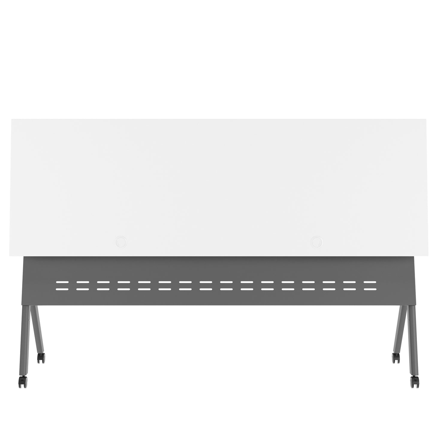 Davis Commercial Grade 72" x 24" Heavy-Duty Nesting Flip Training Table with Y-Legs, Modesty Panel, 1" Thick White Tabletop, and Gray Steel Frame White Top/Gray Frame