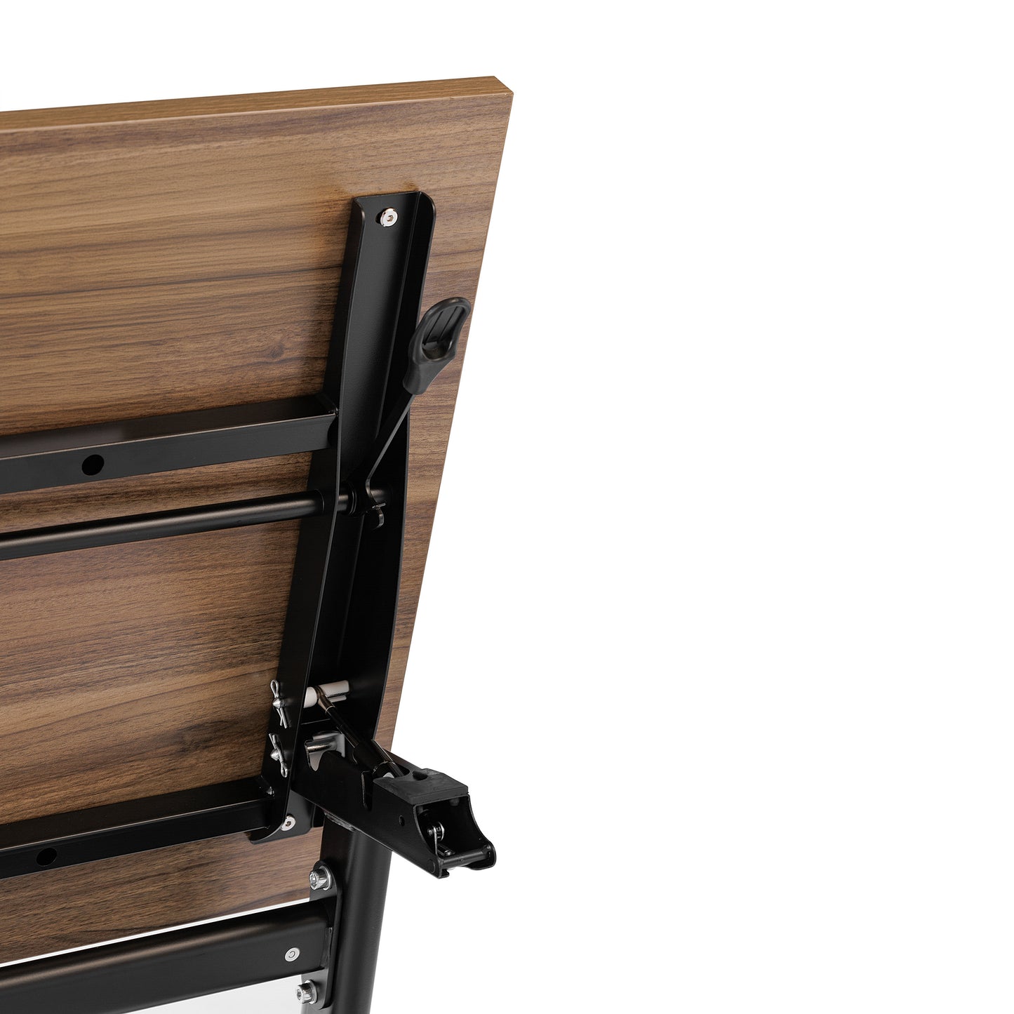 Davis Commercial Grade 72" x 24" Heavy-Duty Nesting Flip Training Table with Y-Legs, Modesty Panel, 1" Thick Walnut Tabletop, and Black Steel Frame Walnut Top/Black Frame