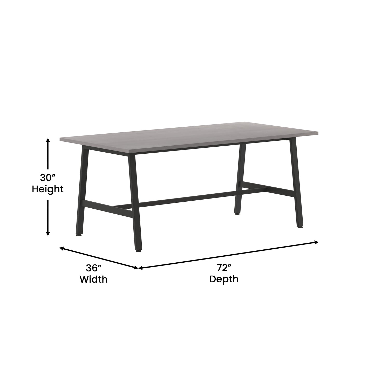 Redmond Commercial 72x36 Conference Table with 1" Thick Double Sided Laminate Table Top with PVC Edging and Heavy Duty A-Frame Steel Base, Gray Oak Gray Oak