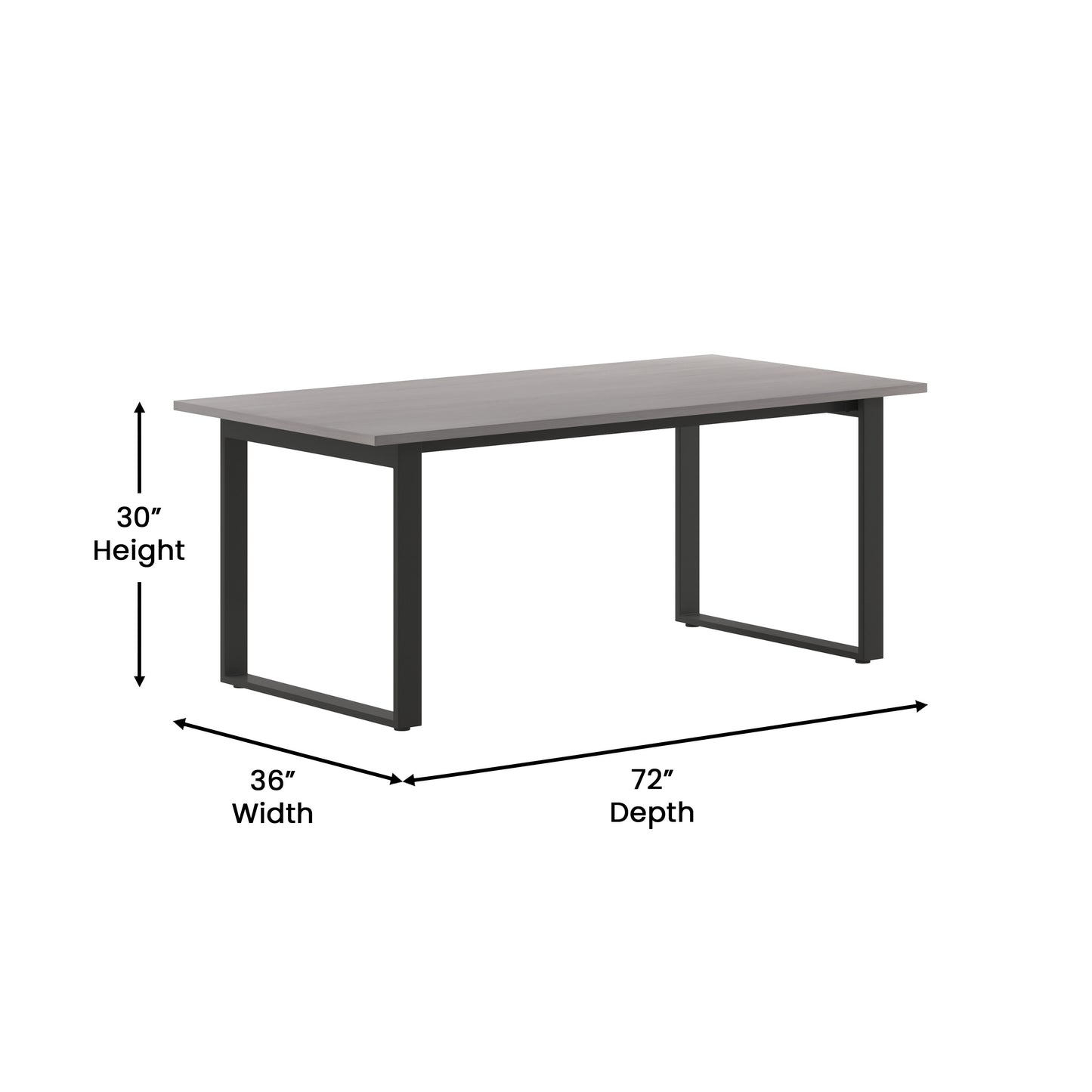 Redmond Commercial 72x36 Conference Table with 1" Thick Double Sided Laminate Table Top with PVC Edging and Heavy Duty U-Frame Steel Base, Gray Oak Gray Oak