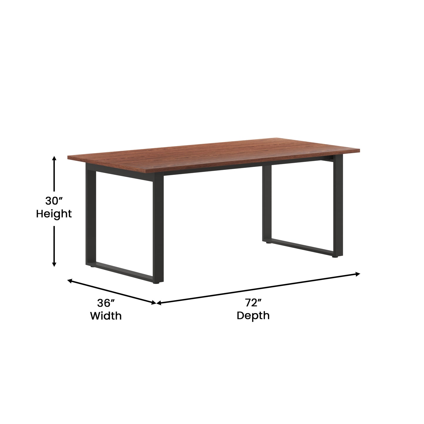 Redmond Commercial 72x36 Conference Table with 1" Thick Double Sided Laminate Table Top with PVC Edging and Heavy Duty U-Frame Steel Base, Walnut Walnut