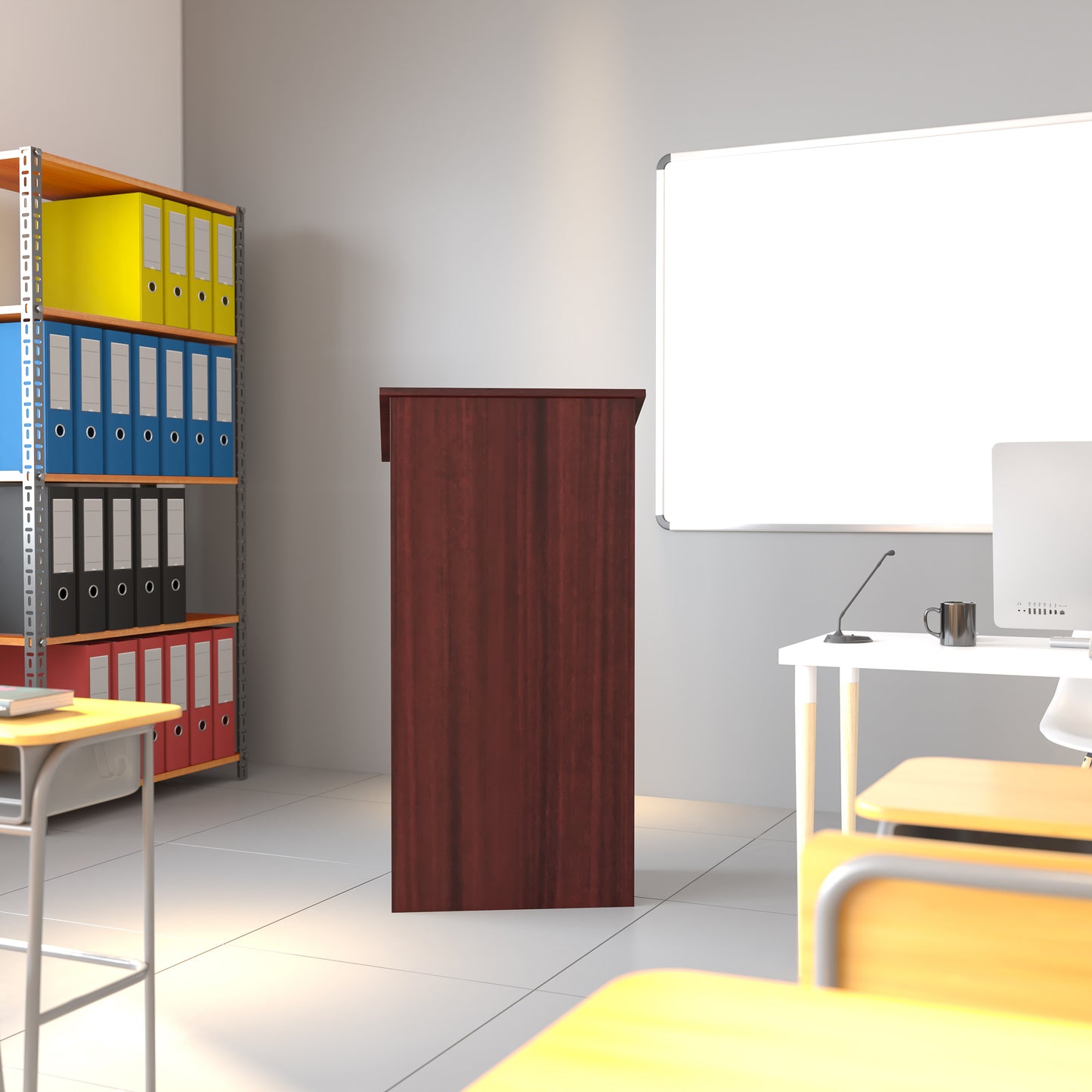 Mysta Stand-Up Wood Lectern in Mahogany Mahogany