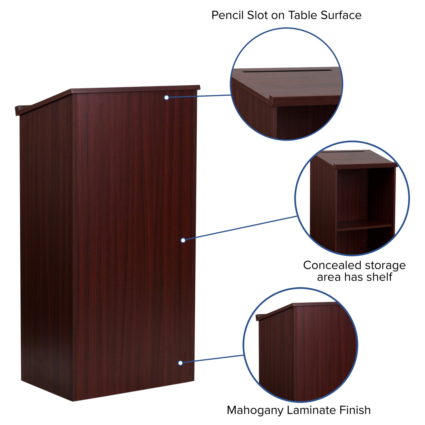 Mysta Stand-Up Wood Lectern in Mahogany Mahogany