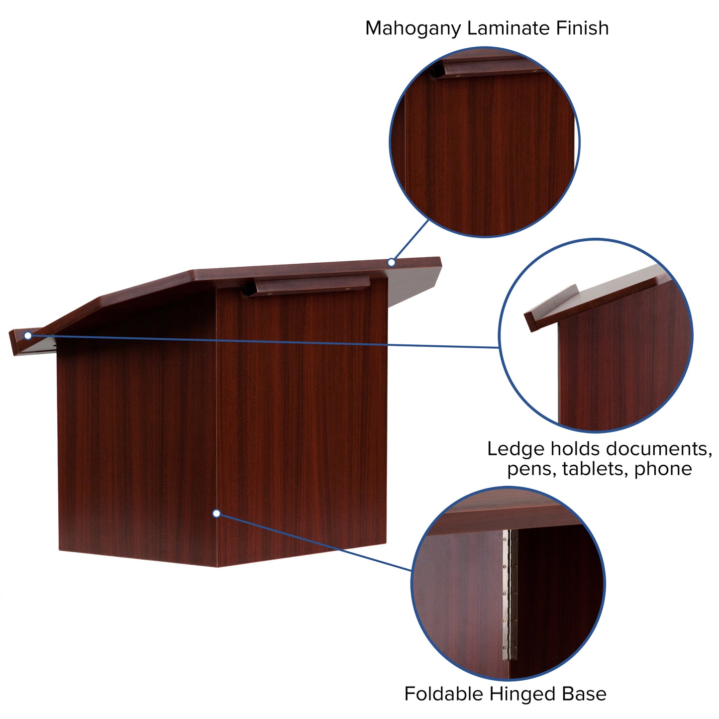 Mysta Foldable Tabletop Lectern in Mahogany Mahogany