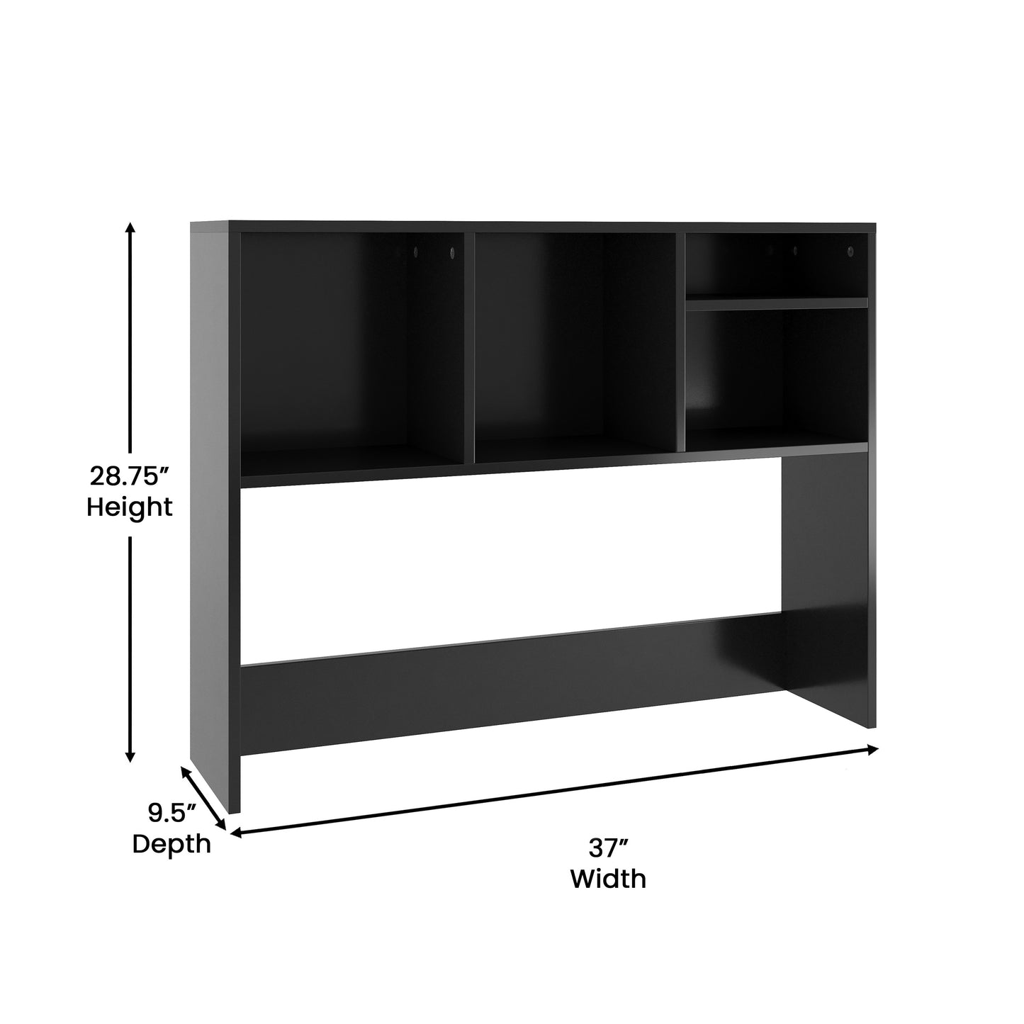 Lotus Desktop Bookshelf Storage Organizer with Multiple Cubbies in Black Black