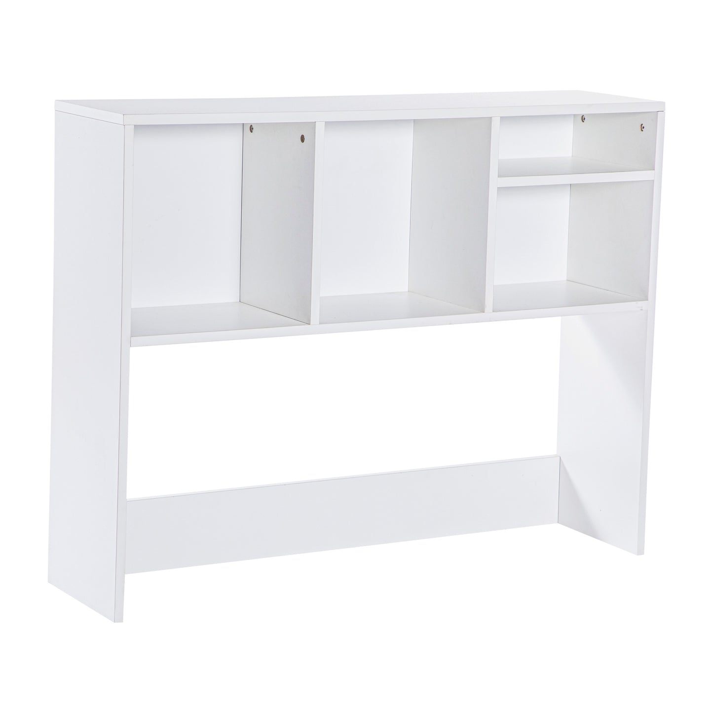 Lotus Desktop Bookshelf Storage Organizer with Multiple Cubbies in White White