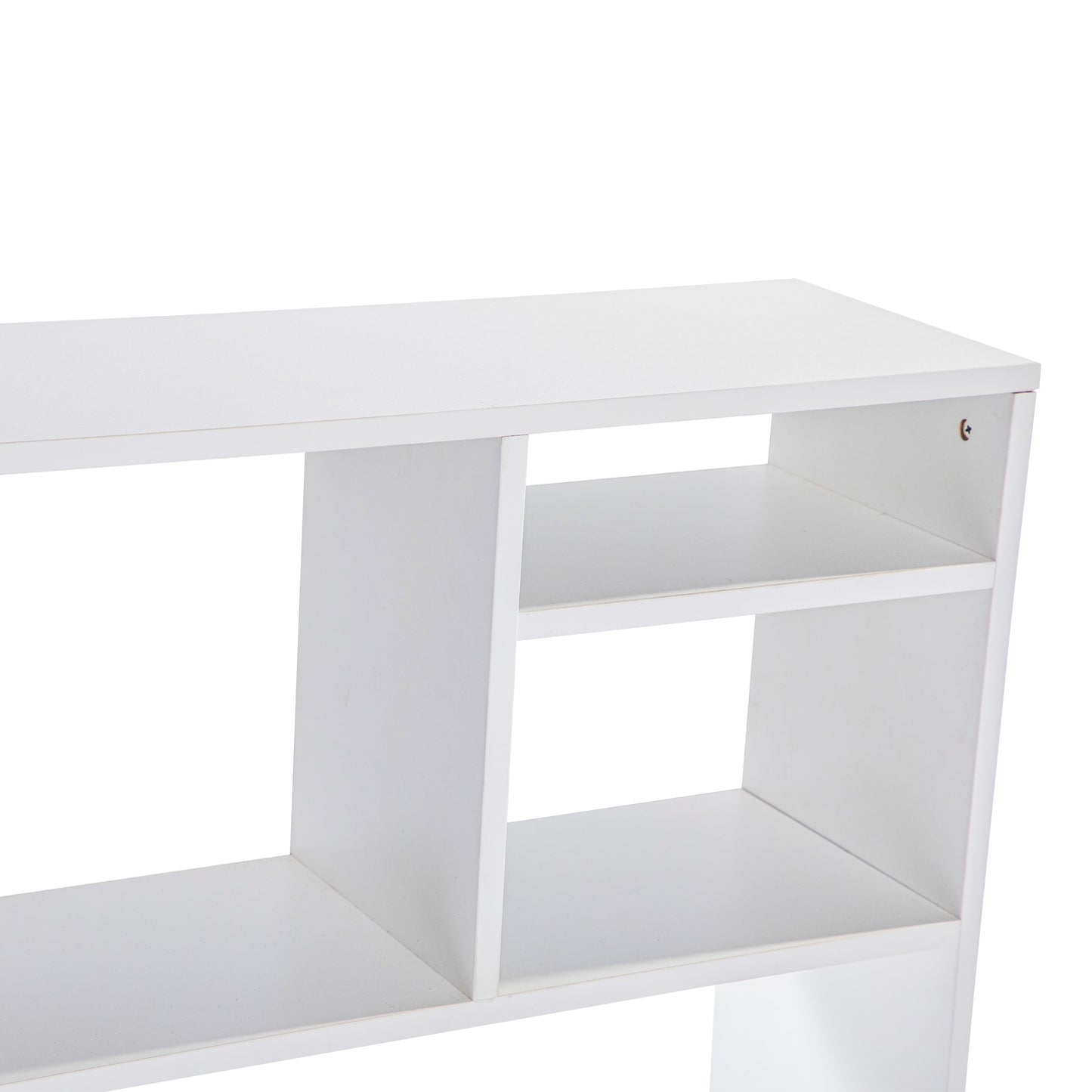 Lotus Desktop Bookshelf Storage Organizer with Multiple Cubbies in White White