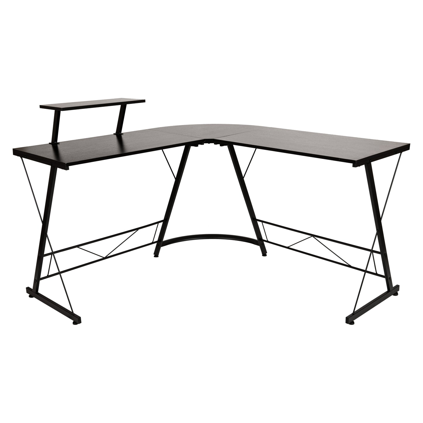 Ginny L-Shaped Desk 71.5" Computer Corner Desk, Home Office Corner Desk, Gaming Desk, Space Saving, Easy to Assemble, Black/Black Black Top/Black Frame