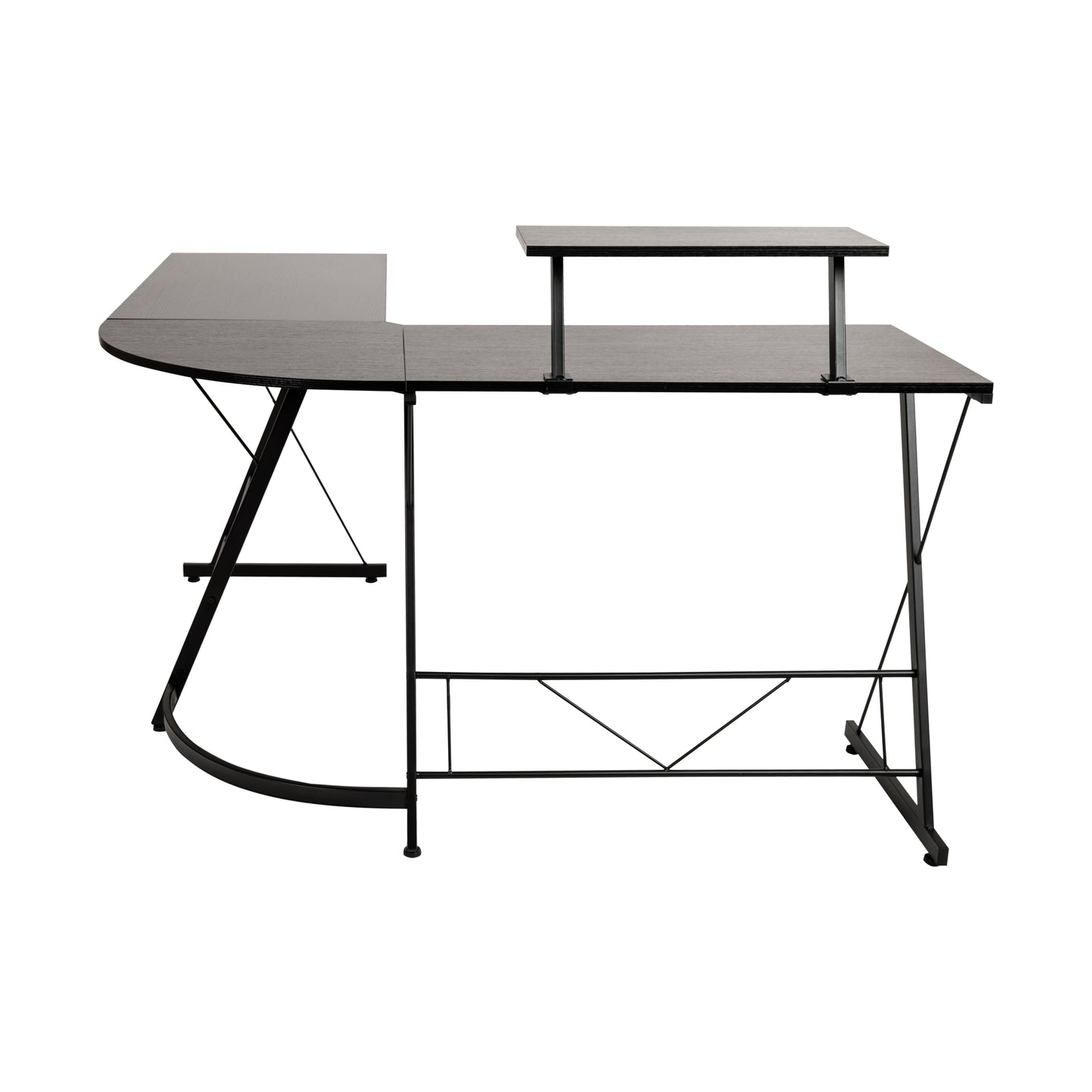 Ginny L-Shaped Desk 71.5" Computer Corner Desk, Home Office Corner Desk, Gaming Desk, Space Saving, Easy to Assemble, Black/Black Black Top/Black Frame