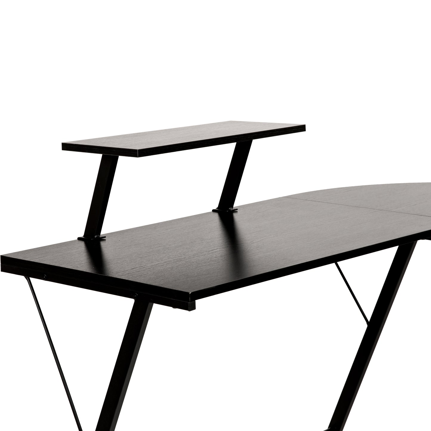 Ginny L-Shaped Desk 71.5" Computer Corner Desk, Home Office Corner Desk, Gaming Desk, Space Saving, Easy to Assemble, Black/Black Black Top/Black Frame