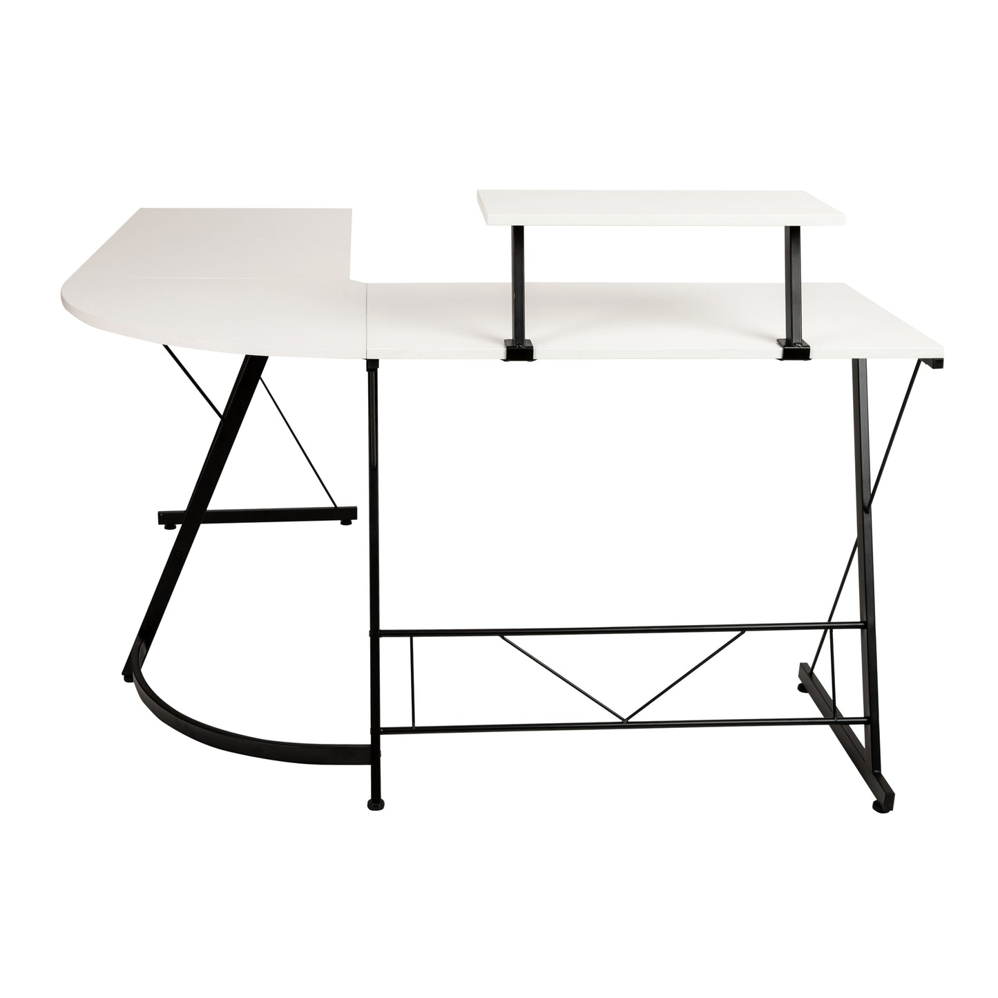 Ginny L-Shaped Desk 71.5" Computer Corner Desk, Home Office Corner Desk, Gaming Desk, Space Saving, Easy to Assemble, White/Black White Top/Black Frame