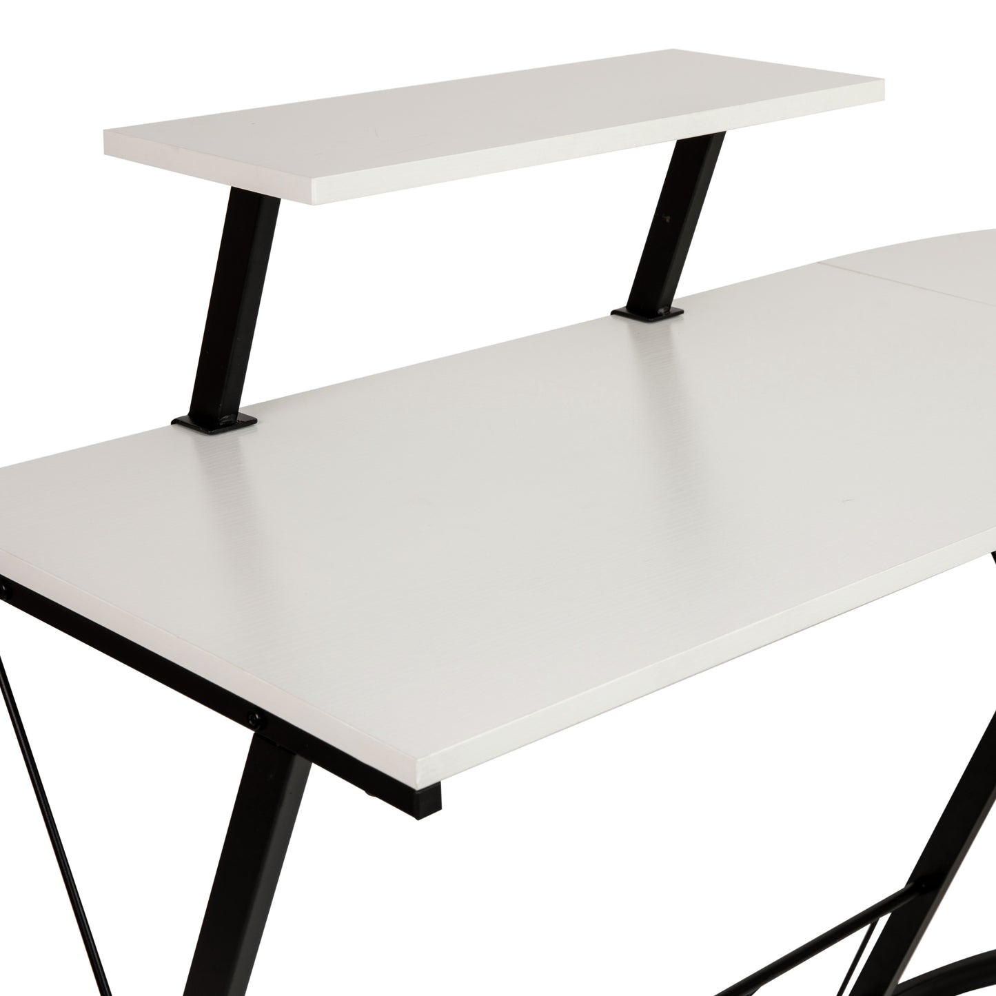 Ginny L-Shaped Desk 71.5" Computer Corner Desk, Home Office Corner Desk, Gaming Desk, Space Saving, Easy to Assemble, White/Black White Top/Black Frame