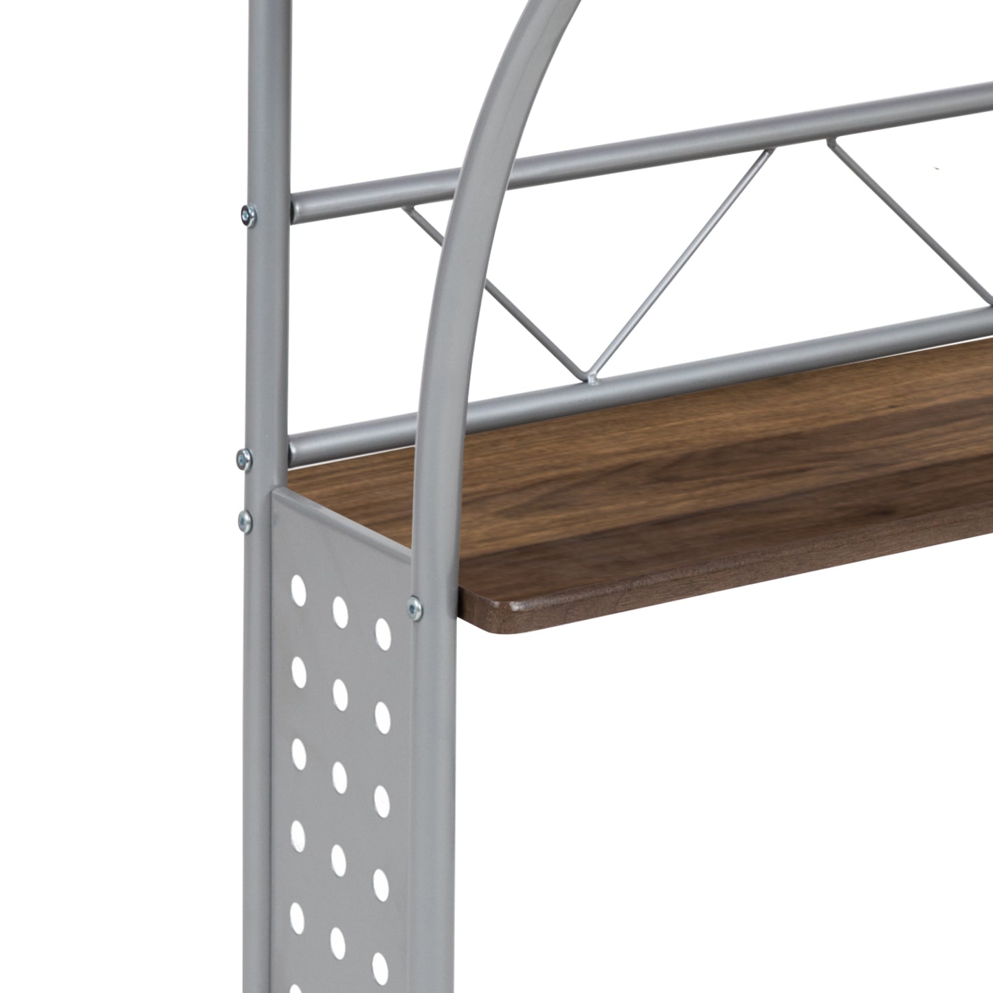 Clifton Rustic Walnut Computer Desk with Top and Lower Storage Shelves Rustic Walnut