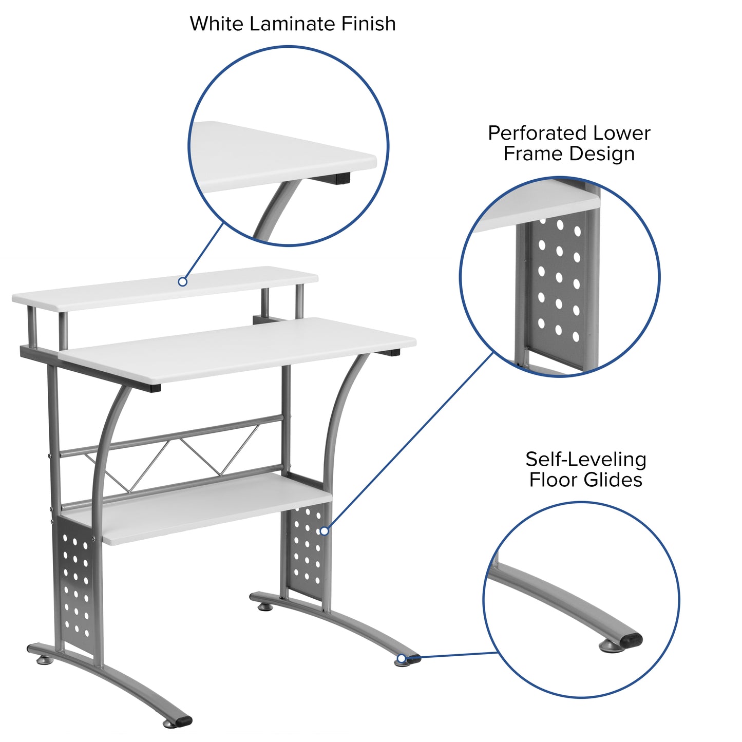 Clifton White Computer Desk White NAN-CLIFTON-WH-GG