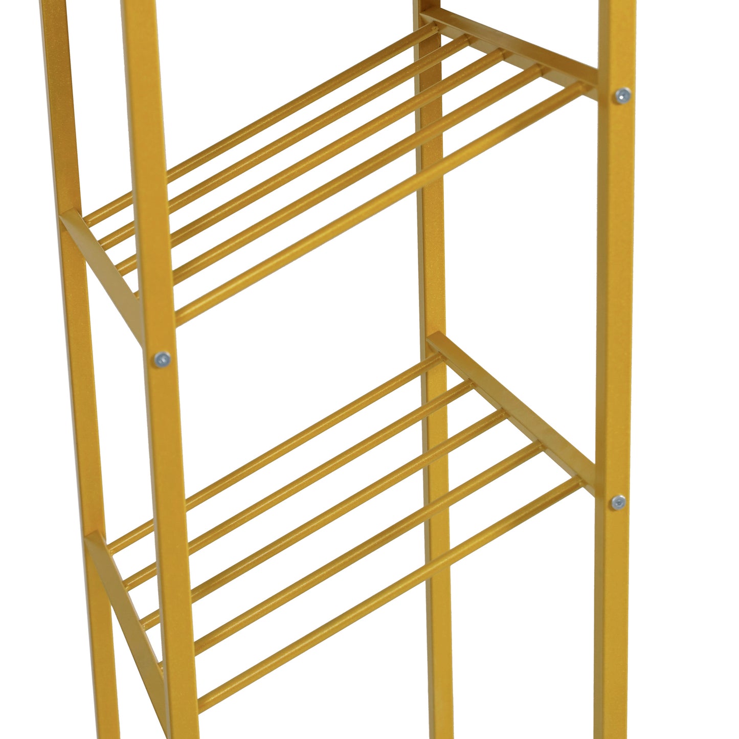 Jura Metal Bar and Wine Table with 2 Slanted Shelves for Bottle Storage and Hanging Glass Storage, Gold Frame with Marble Melamine Table Top Marble Top/Gold Frame