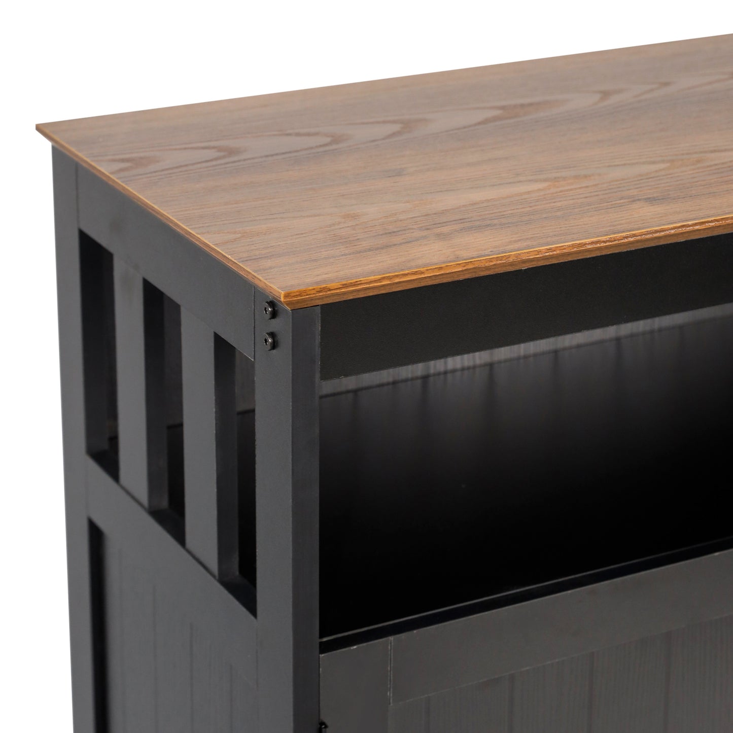 Mayfield 40" Classic Buffet and Sideboard with Double Door Storage Cabinet and Open Storage Shelf in Black with Walnut Finish Top Walnut Top/Black Frame