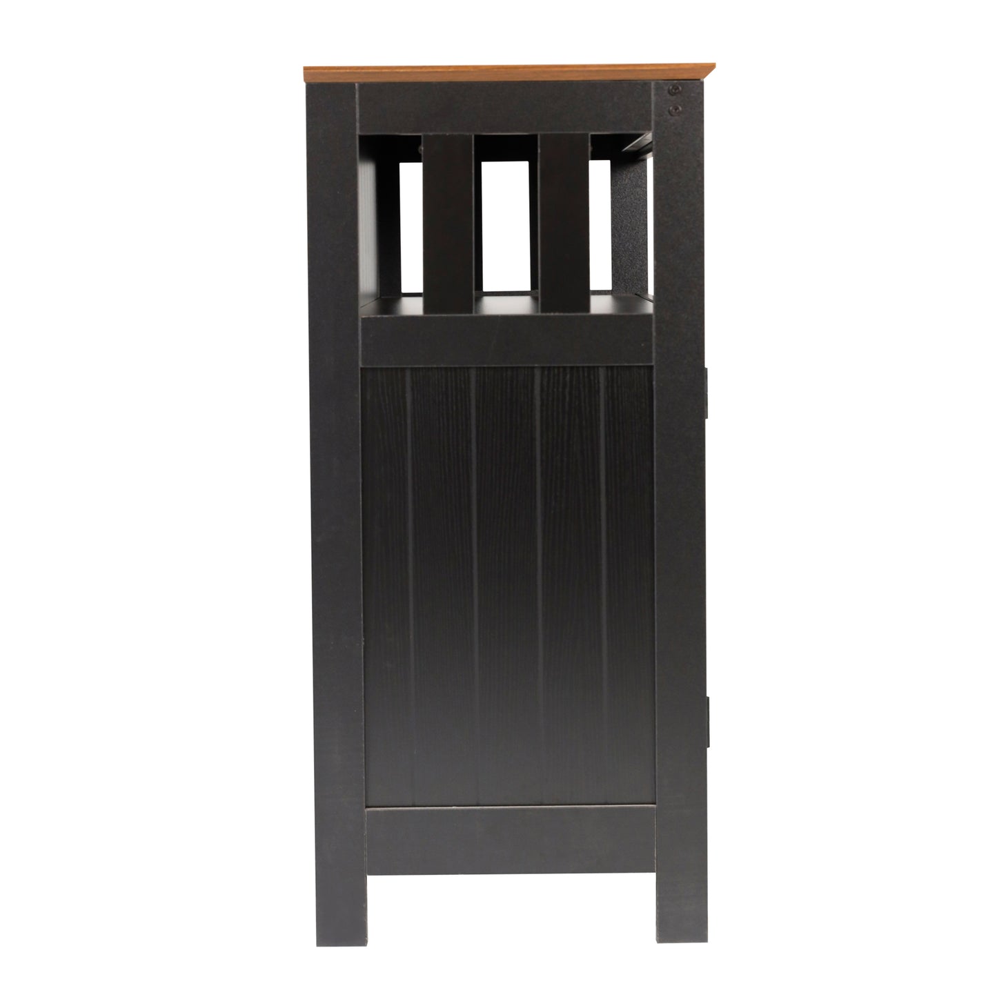 Mayfield 40" Classic Buffet and Sideboard with Double Door Storage Cabinet and Open Storage Shelf in Black with Walnut Finish Top Walnut Top/Black Frame