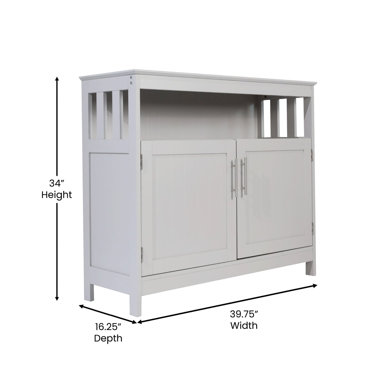 Mayfield 40" Classic Buffet and Sideboard with Double Door Storage Cabinet and Open Storage Shelf in Gray Gray