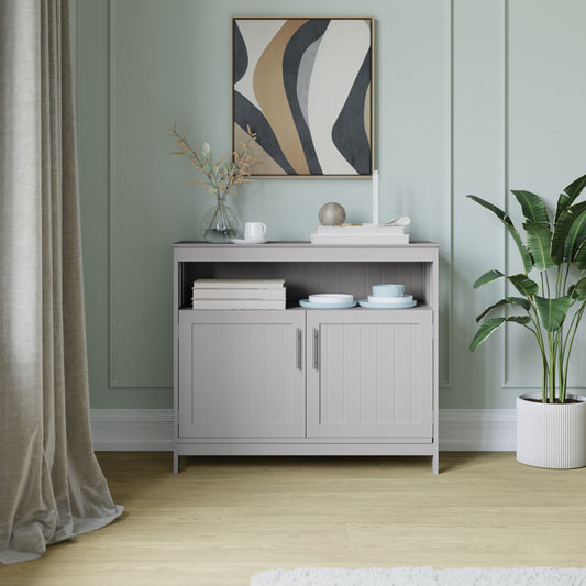 Mayfield 40" Classic Buffet and Sideboard with Double Door Storage Cabinet and Open Storage Shelf in Gray Gray NAN-F-HY-B23108-GRY-GG
