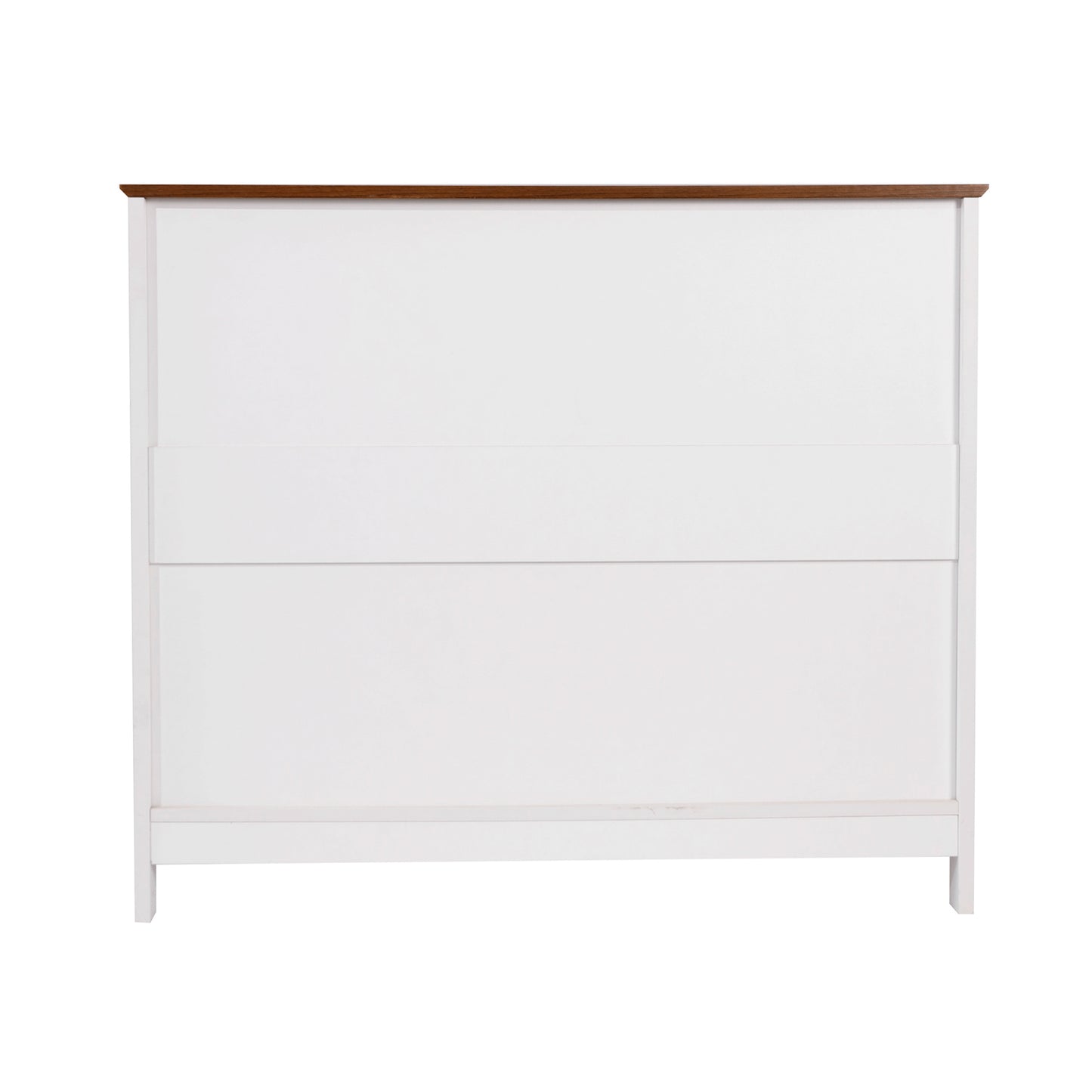 Mayfield 40" Classic Buffet and Sideboard with Double Door Storage Cabinet and Open Storage Shelf in White with Walnut Finish Top Walnut Top/White Frame