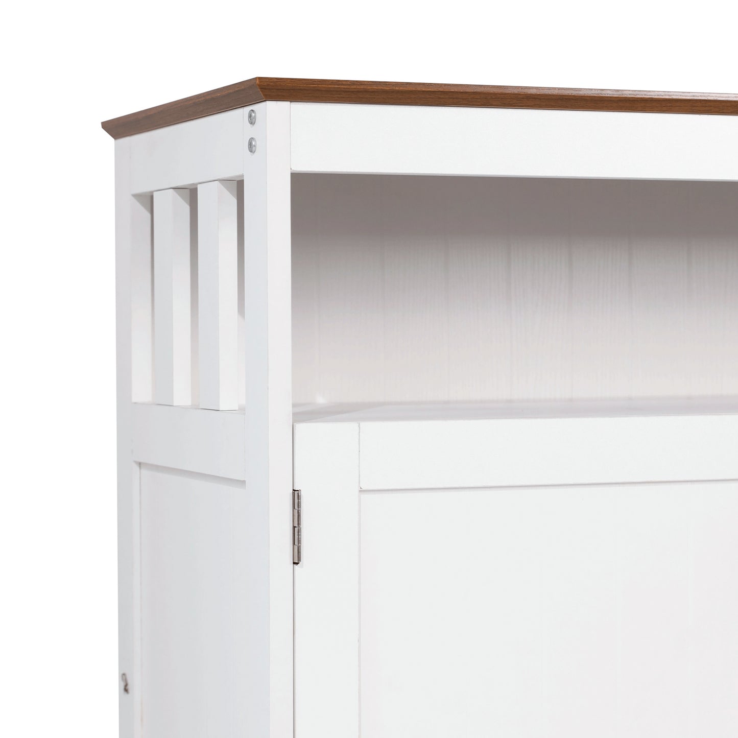 Mayfield 40" Classic Buffet and Sideboard with Double Door Storage Cabinet and Open Storage Shelf in White with Walnut Finish Top Walnut Top/White Frame