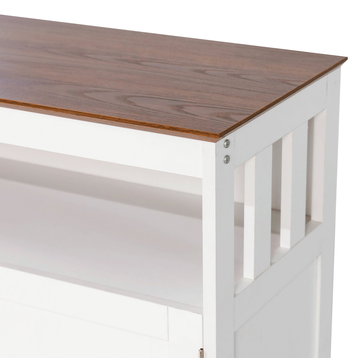 Mayfield 40" Classic Buffet and Sideboard with Double Door Storage Cabinet and Open Storage Shelf in White with Walnut Finish Top Walnut Top/White Frame