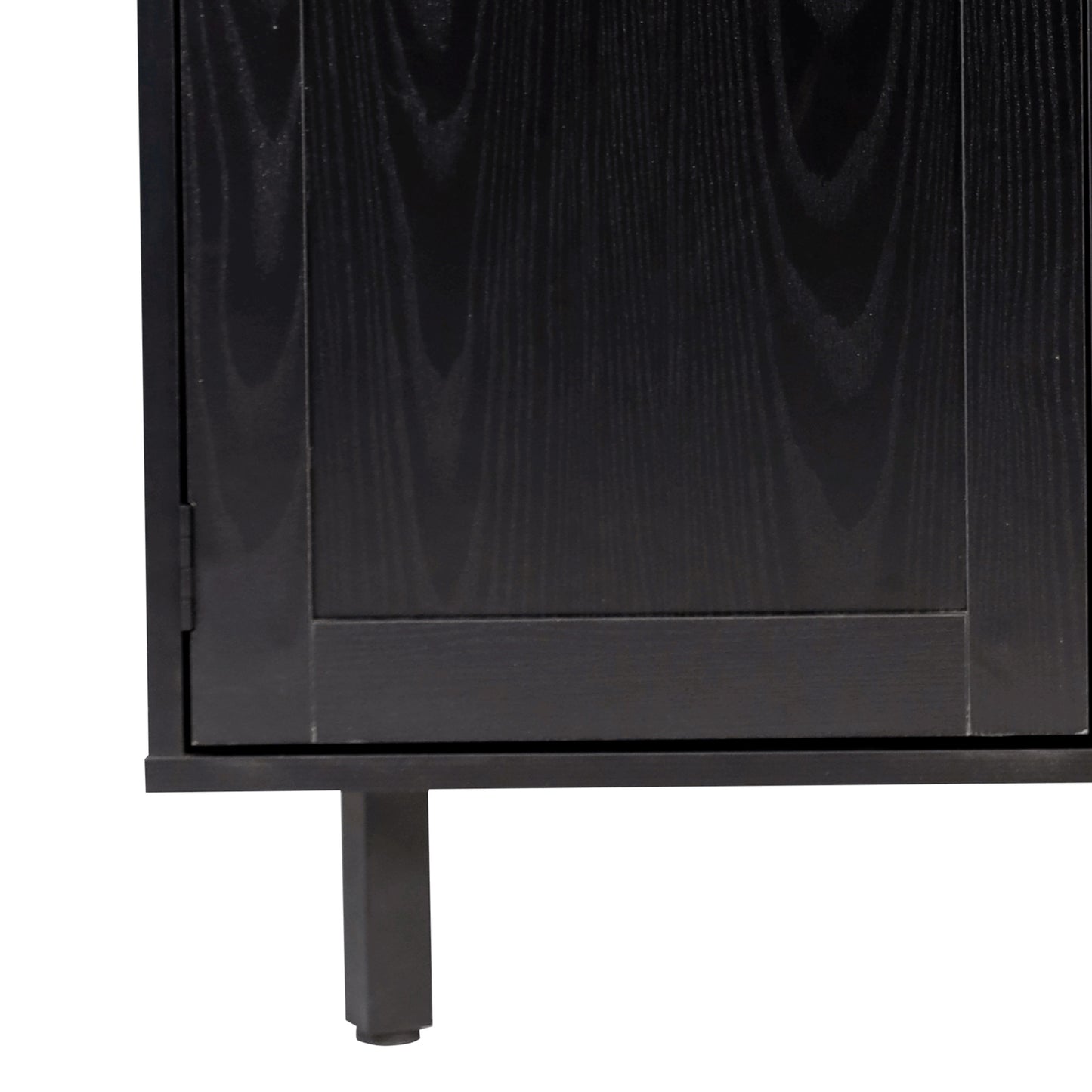 Elmont Classic Bar and Sideboard with Shaker Style Single Door Cabinet with Hanging Glass Storage and Open Bottle Shelves, Black Black