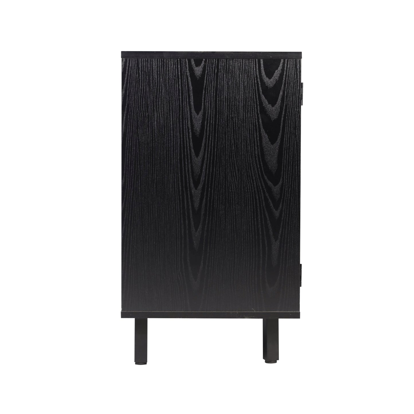 Elmont Classic Bar and Sideboard with Shaker Style Single Door Cabinet with Hanging Glass Storage and Open Bottle Shelves, Black Black