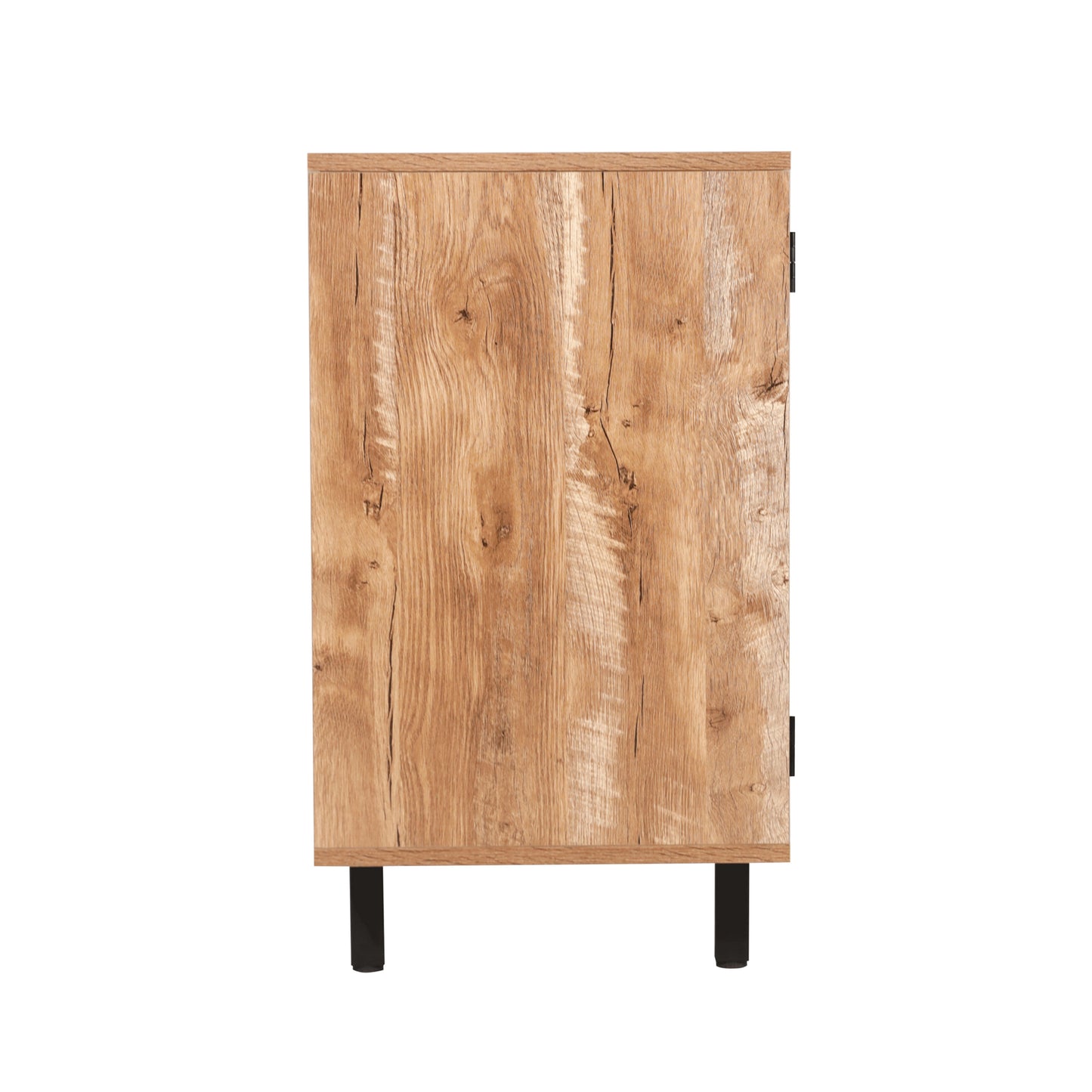 Elmont Classic Bar and Sideboard with Shaker Style Single Door Cabinet with Hanging Glass Storage and Open Bottle Shelves, Light Brown Light Brown