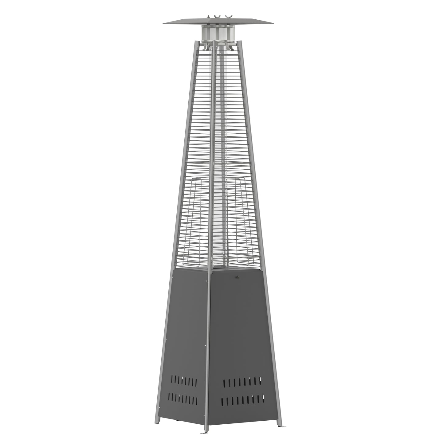 Sol Patio Outdoor Heating-Slate Gray Stainless Steel Pyramid 42,000 BTU Propane Heater with Wheels for Commercial & Residential Use Slate Gray