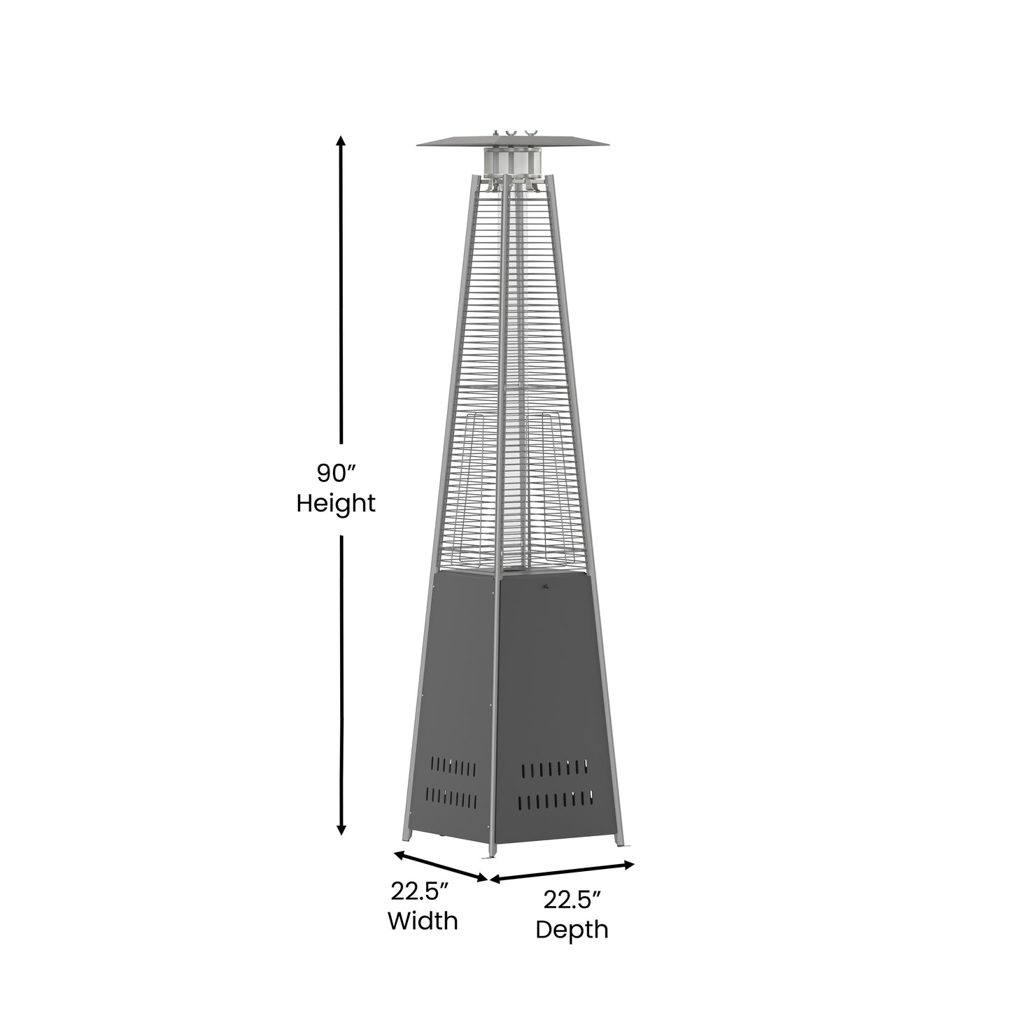Sol Patio Outdoor Heating-Slate Gray Stainless Steel Pyramid 42,000 BTU Propane Heater with Wheels for Commercial & Residential Use Slate Gray