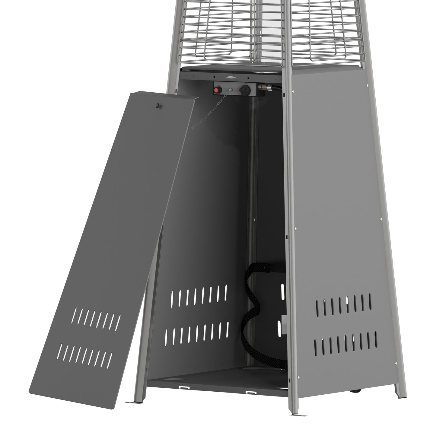 Sol Patio Outdoor Heating-Slate Gray Stainless Steel Pyramid 42,000 BTU Propane Heater with Wheels for Commercial & Residential Use Slate Gray