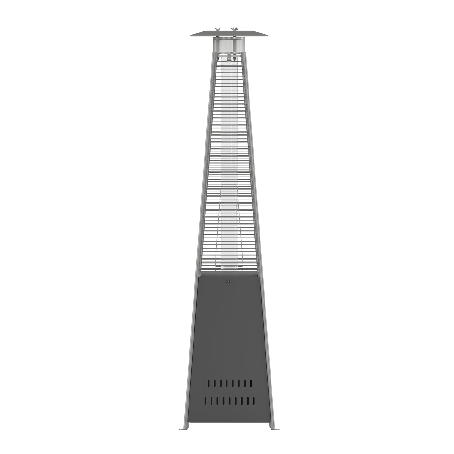 Sol Patio Outdoor Heating-Slate Gray Stainless Steel Pyramid 42,000 BTU Propane Heater with Wheels for Commercial & Residential Use Slate Gray