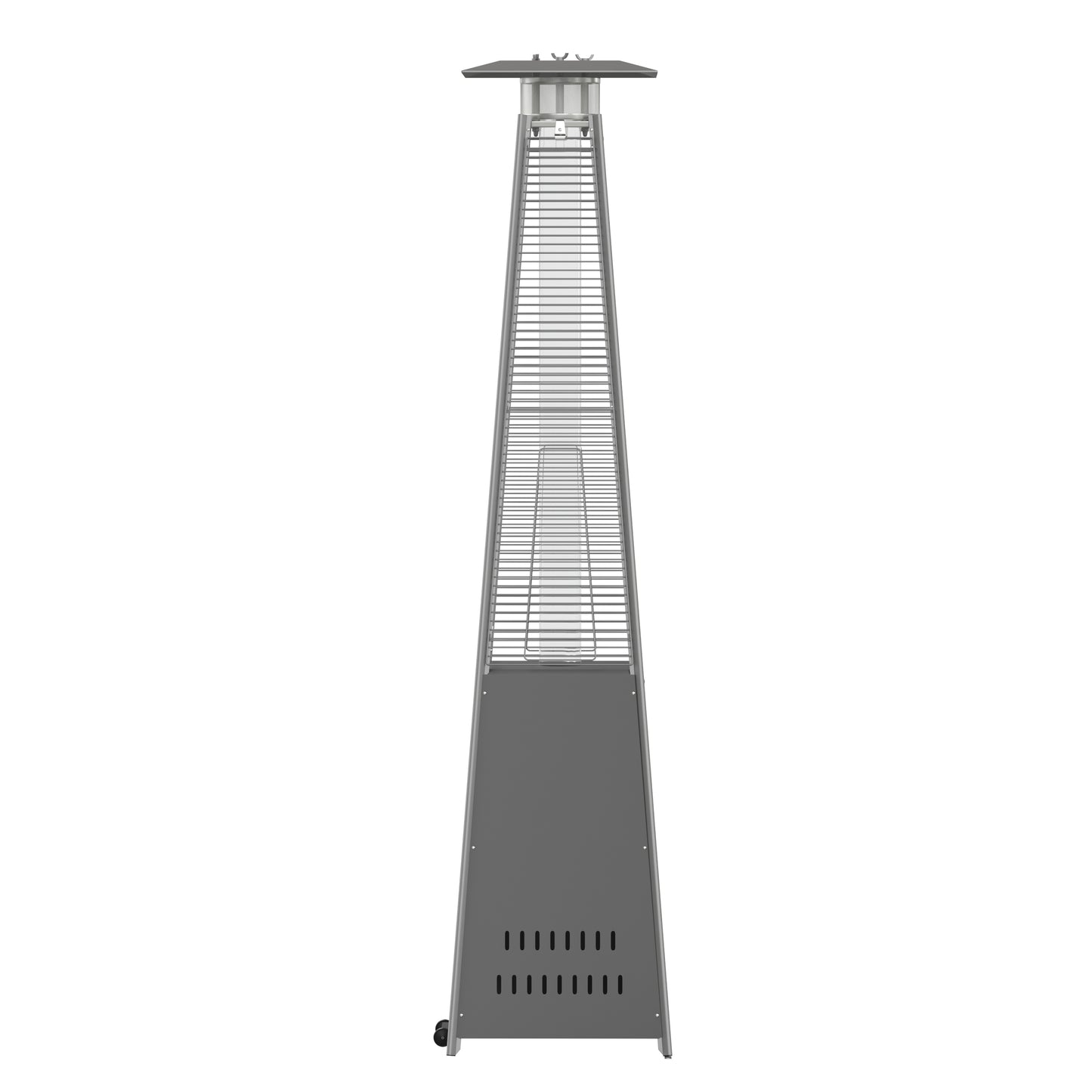 Sol Patio Outdoor Heating-Slate Gray Stainless Steel Pyramid 42,000 BTU Propane Heater with Wheels for Commercial & Residential Use Slate Gray