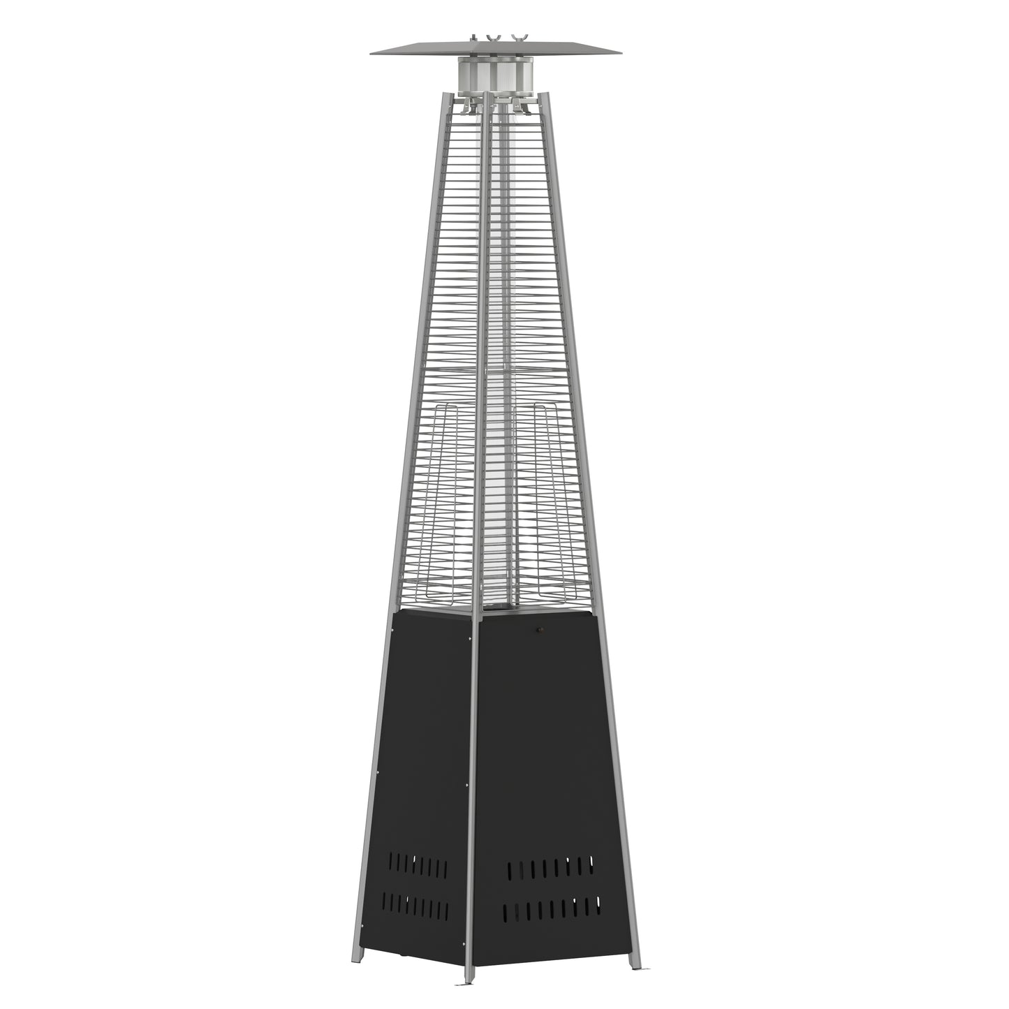 Sol Patio Outdoor Heating-Black Stainless Steel Pyramid 42,000 BTU Propane Heater with Wheels for Commercial & Residential Use Black