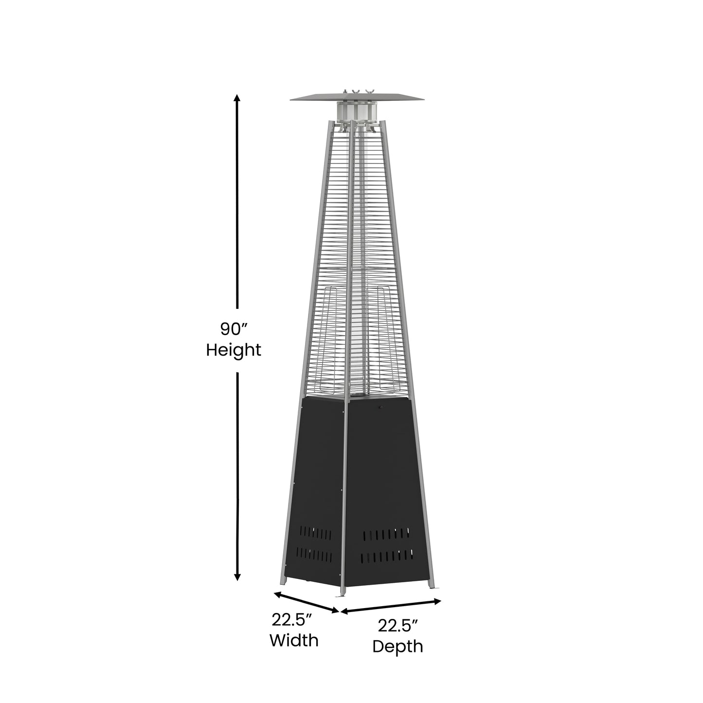 Sol Patio Outdoor Heating-Black Stainless Steel Pyramid 42,000 BTU Propane Heater with Wheels for Commercial & Residential Use Black