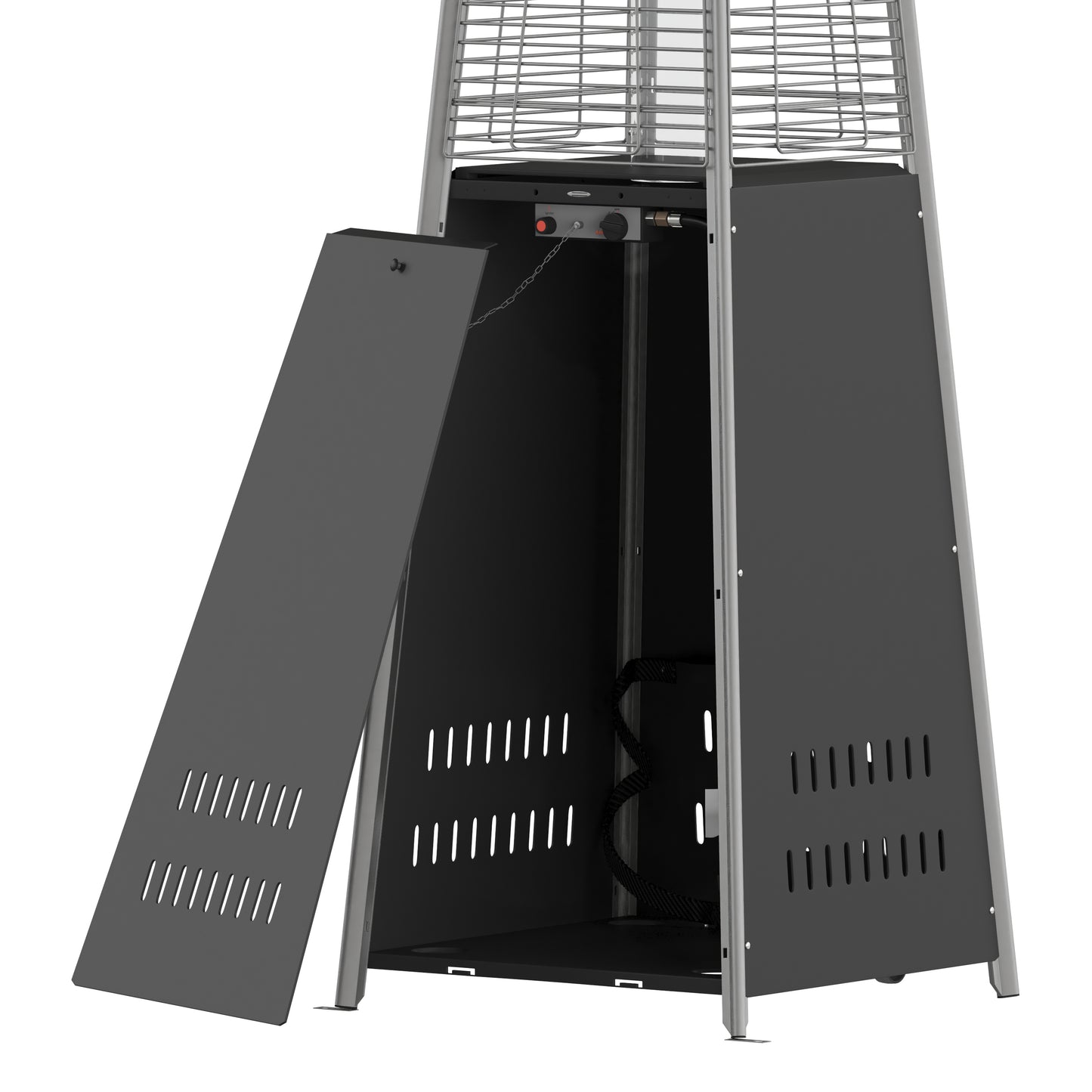 Sol Patio Outdoor Heating-Black Stainless Steel Pyramid 42,000 BTU Propane Heater with Wheels for Commercial & Residential Use Black