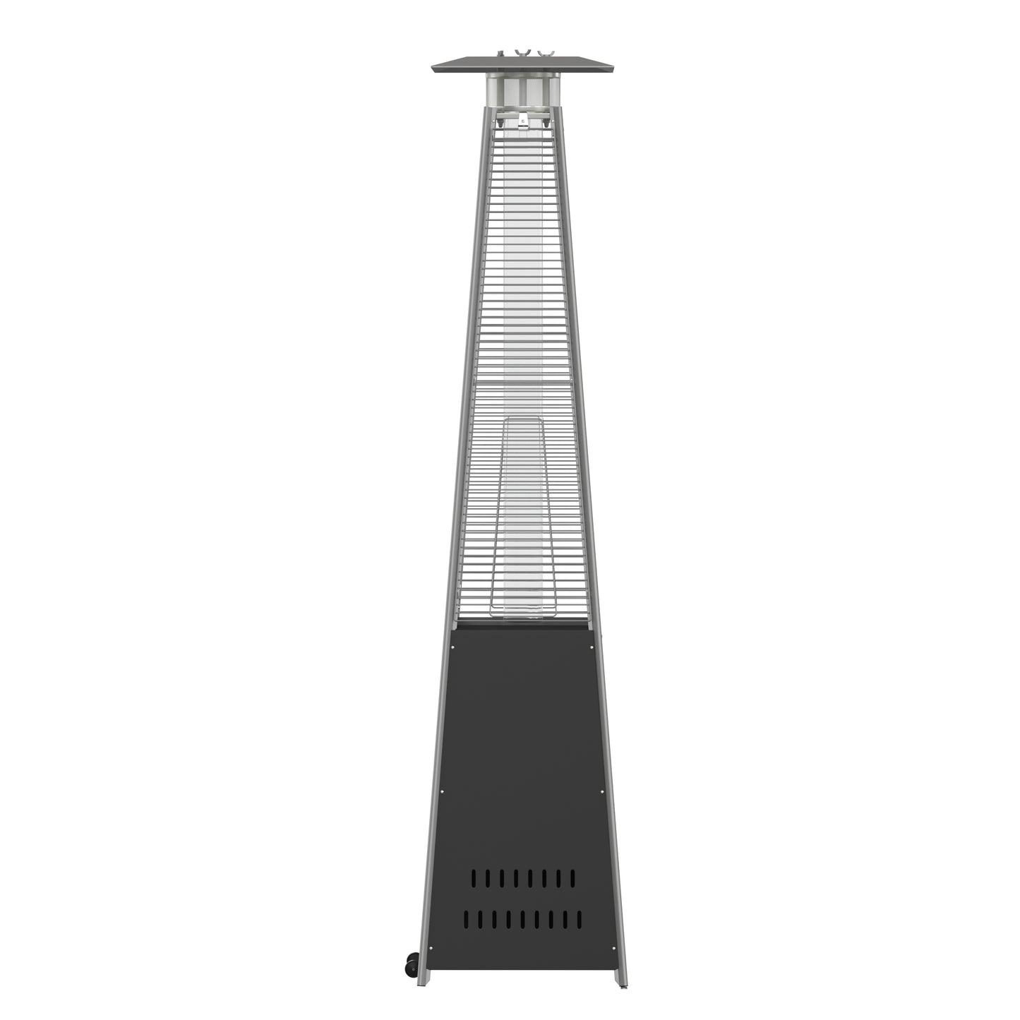 Sol Patio Outdoor Heating-Black Stainless Steel Pyramid 42,000 BTU Propane Heater with Wheels for Commercial & Residential Use Black