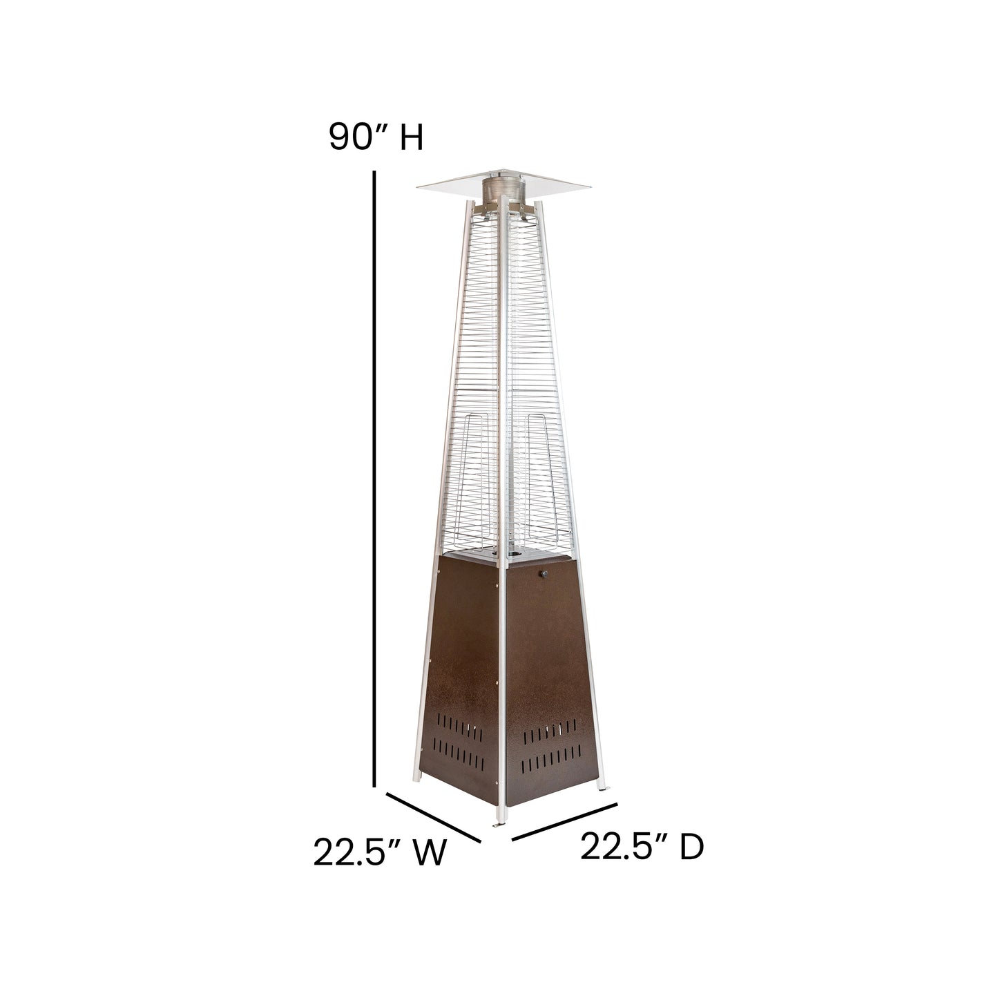Sol Patio Outdoor Heating-Bronze Stainless Steel Pyramid 42,000 BTU Propane Heater with Wheels for Commercial & Residential Use Bronze