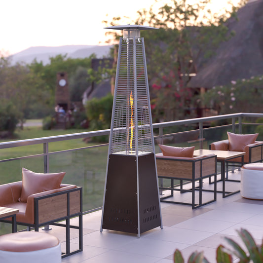 Sol Patio Outdoor Heating-Bronze Stainless Steel Pyramid 42,000 BTU Propane Heater with Wheels for Commercial & Residential Use Bronze